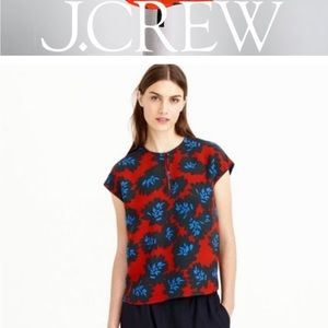 J. Crew Firework Floral Top Cap Sleeve Size 10 only worn once like new